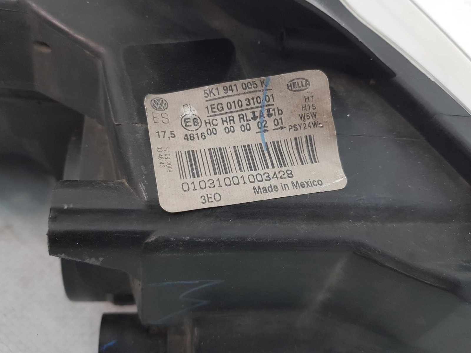 Far stanga halogen Volkswagen Golf 6 5K1941005K 2009 2010 2011 2012 2013 - imagine 9